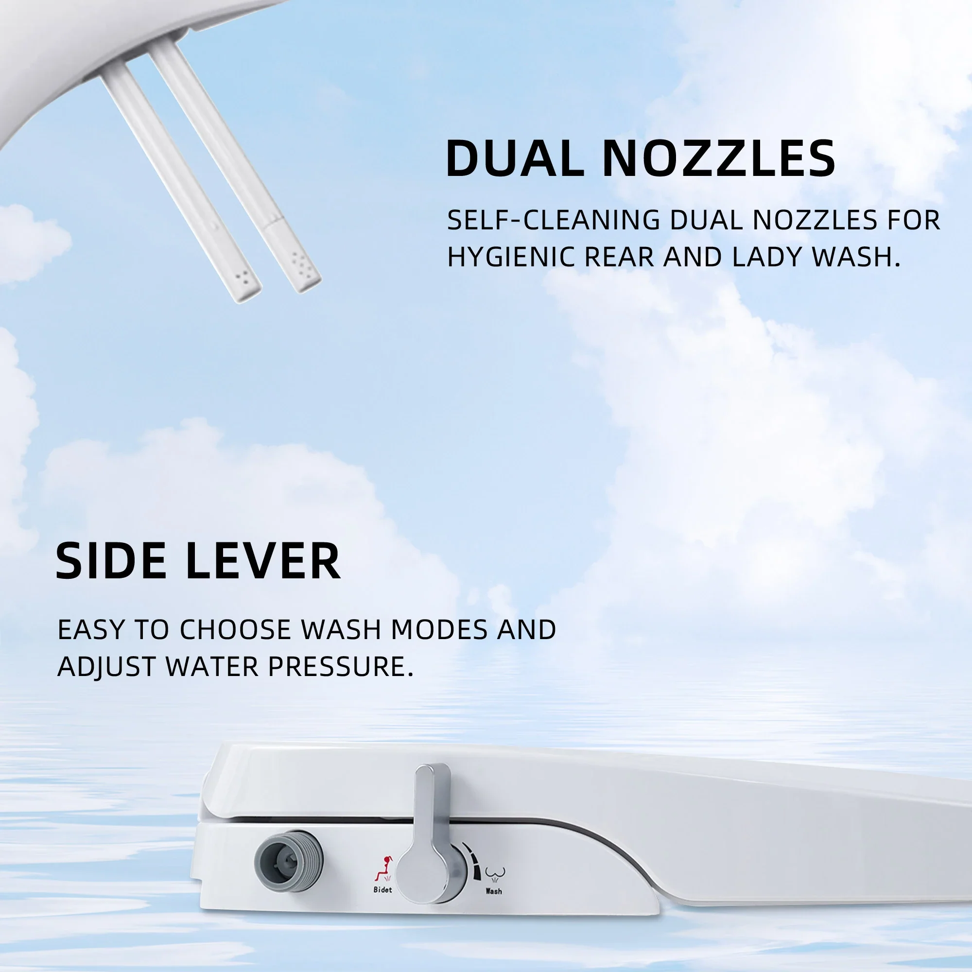 CASTA DIVA CD-BT04 – Non-Electric Bidet Toilet Combo with Rear Wash, 12'' Rough-in - Image 3