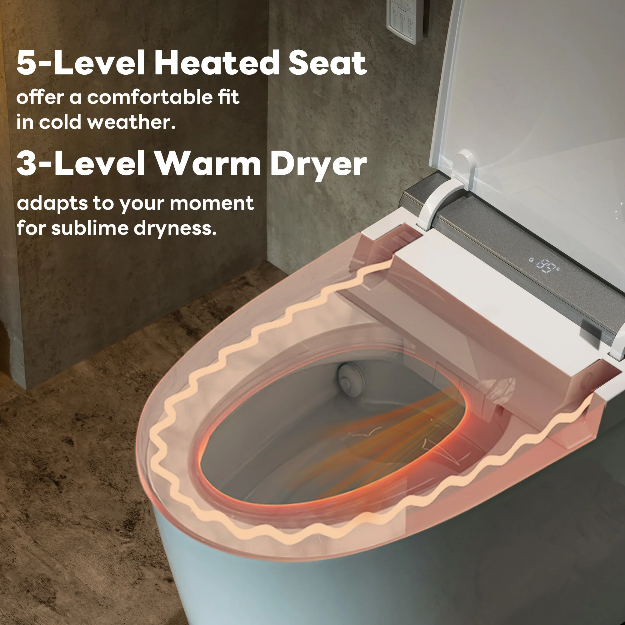 CASTA DIVA CD-K030PRO – Smart Toilet with Microgravity Adaptive Heated Seat, Auto Open/Close, Foam Shield & UV-Sterilized Nozzle - Image 6