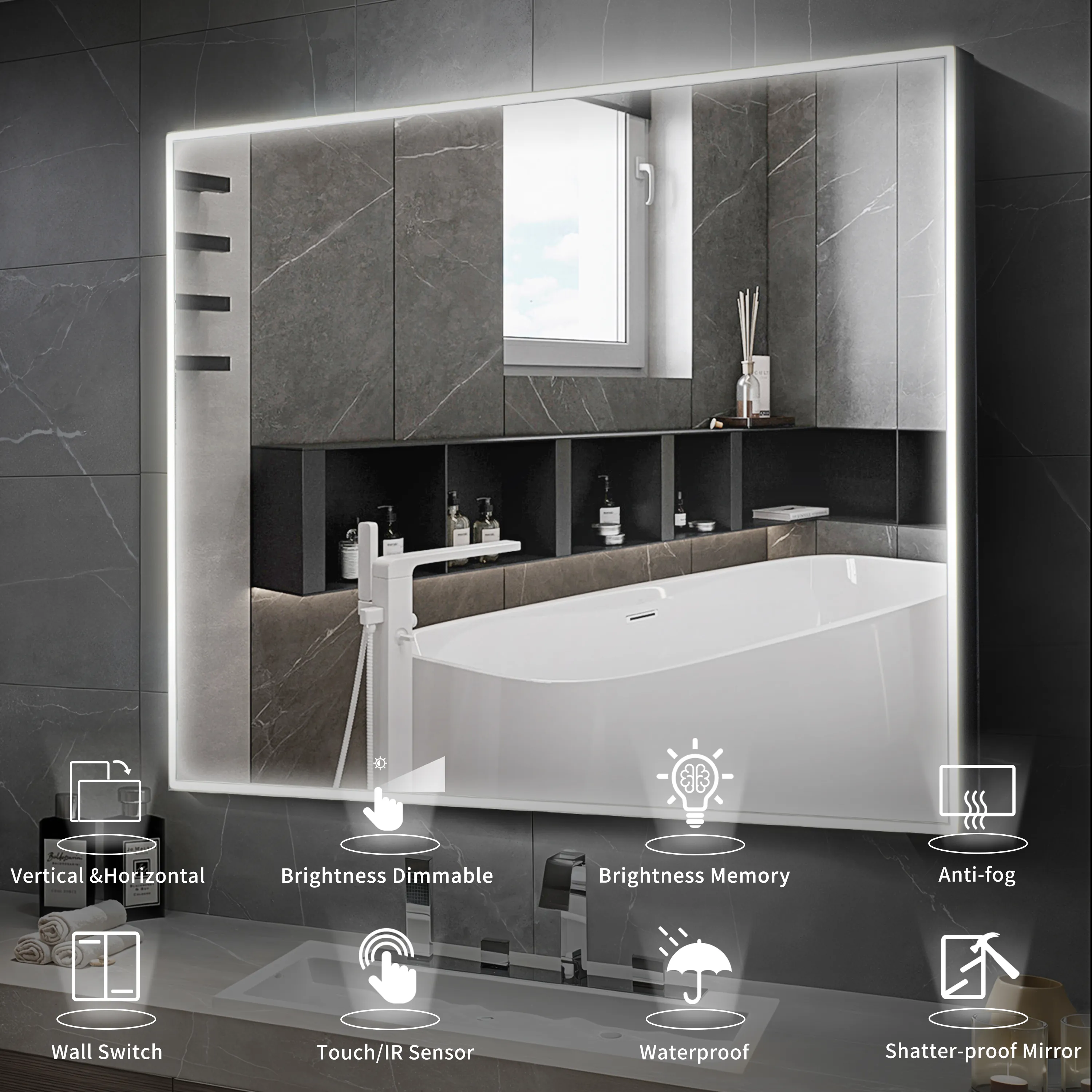 Casta Diva Framed LED Bathroom Vanity Mirror | CD-LM01 - Image 6