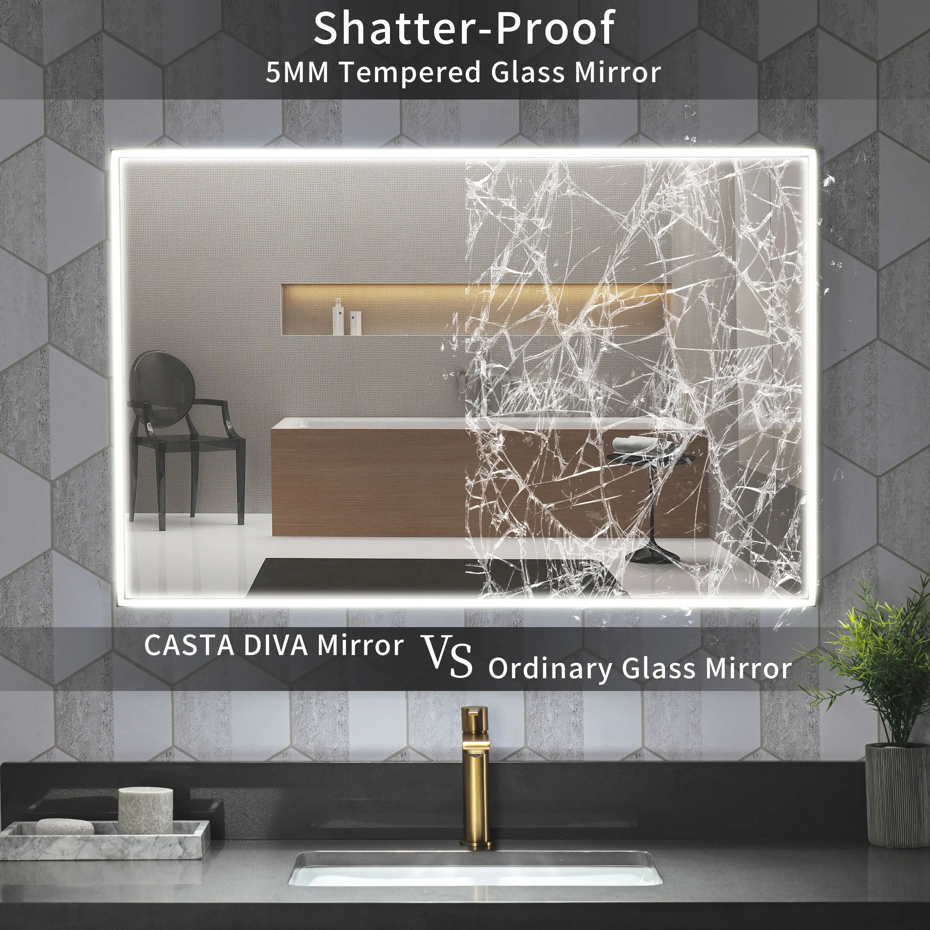 Casta Diva Framed LED Bathroom Vanity Mirror | CD-LM01 - Image 7