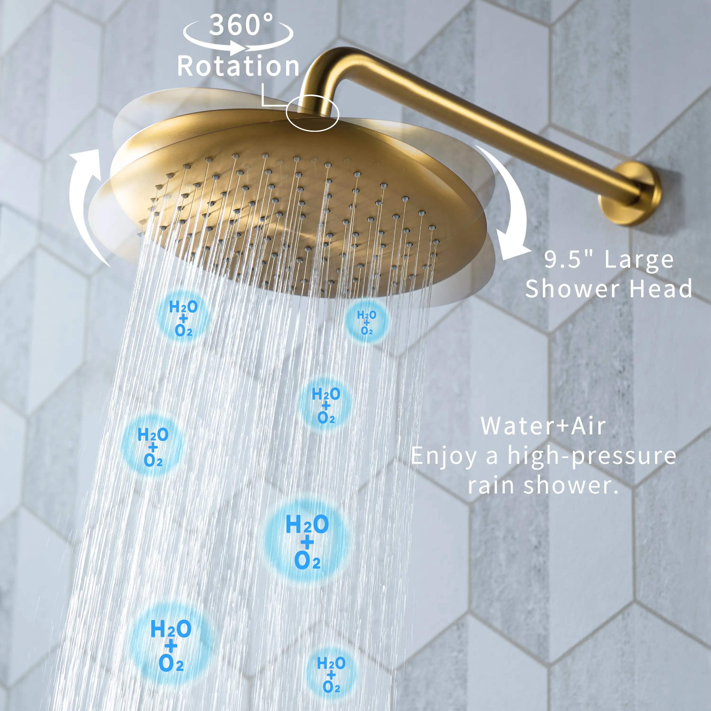 Casta Diva Rain Shower Head with Handheld Spray, Round, Brushed Gold | CD-S01G - Image 3