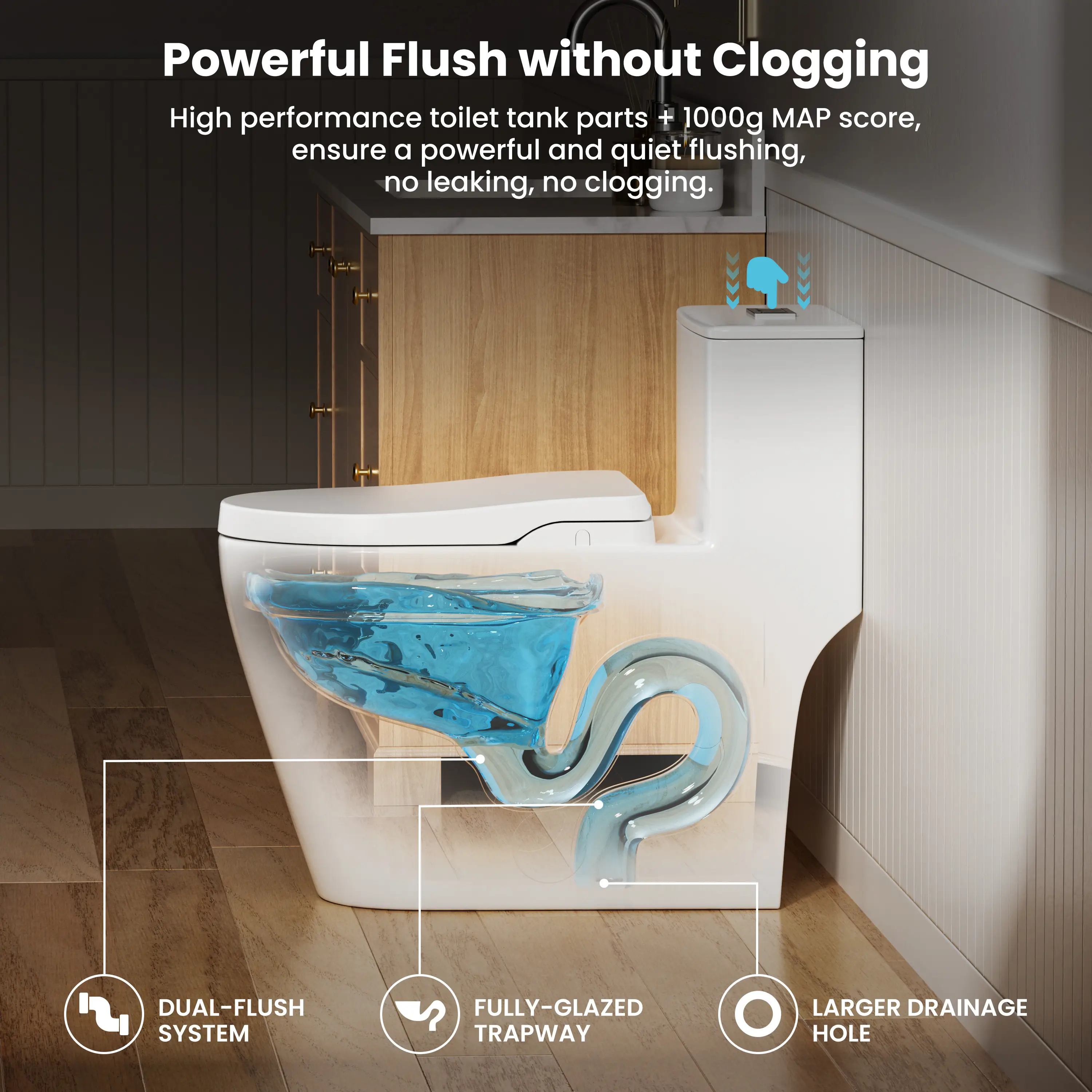 CASTA DIVA CD-T005C Elongated Non-Electric Bidet Toilet | Dual Flush, Adjustable Wash, Soft Close, Easy Install - Image 9