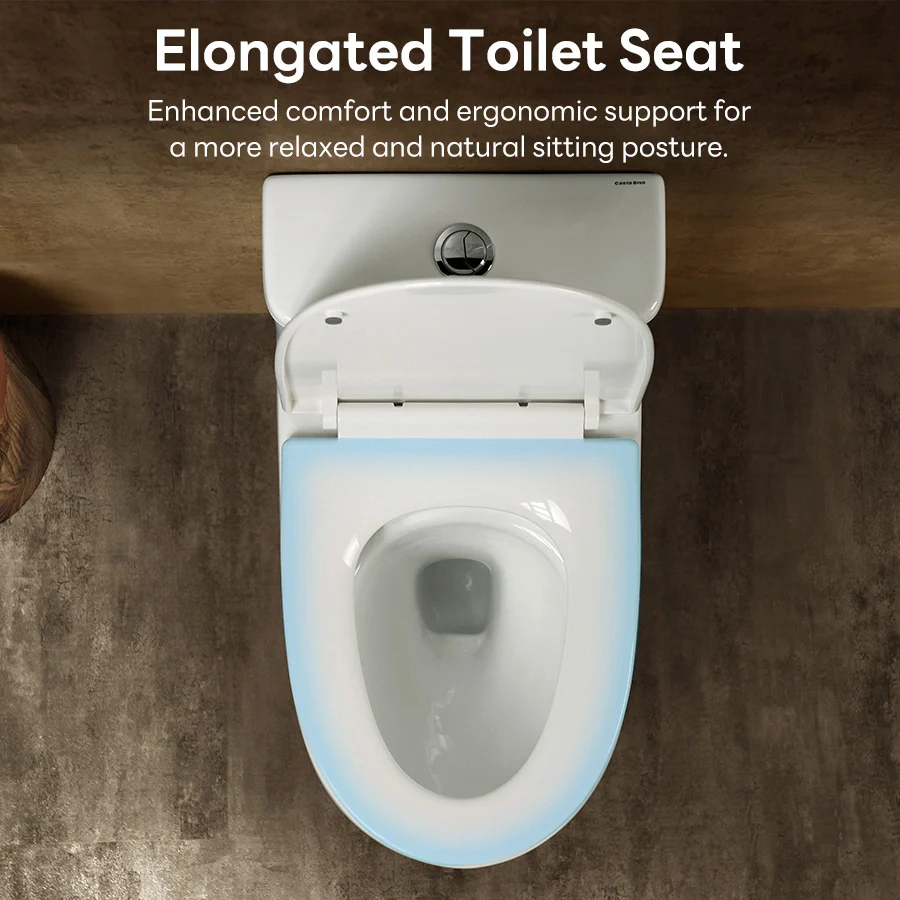 CASTA DIVA CD-T006 – One-Piece Elongated Toilet with ADA-Compliant, Dual Flush High Efficiency 1.0/1.28 GPF & MAP 1000g, 12'' Rough-in, White - Image 3