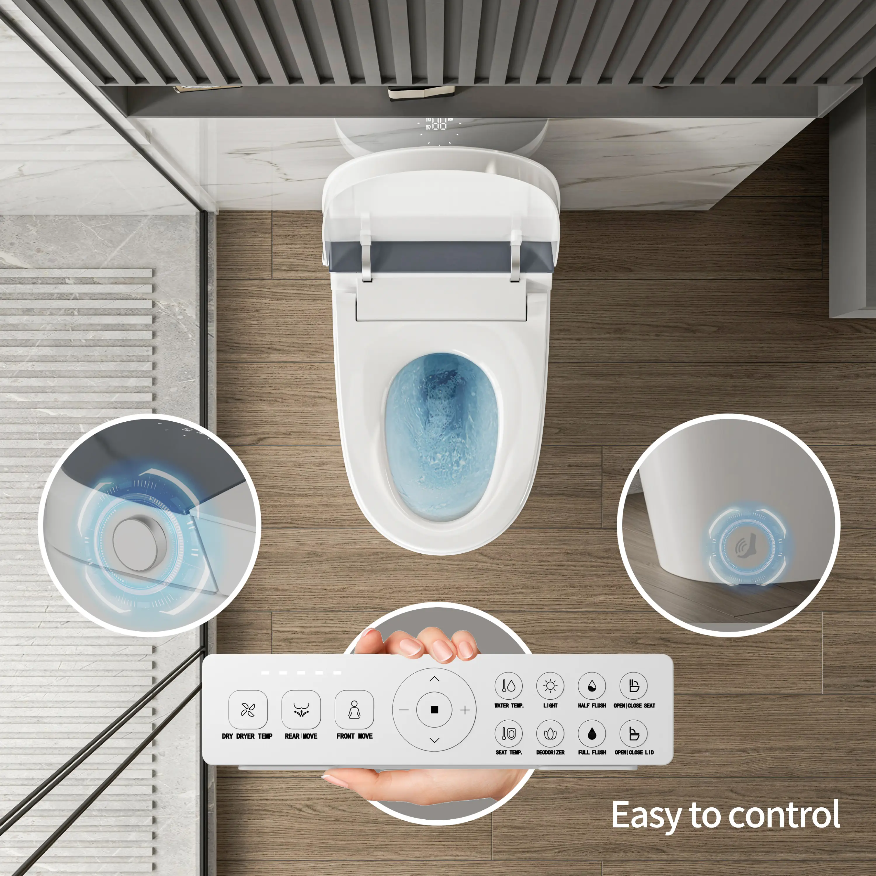 Casta Diva CD-U010 Smart Toilet with Auto Open/Close, ADA-Compliant, Heated Seat, Dual Flush, Concealed Tank - Image 12