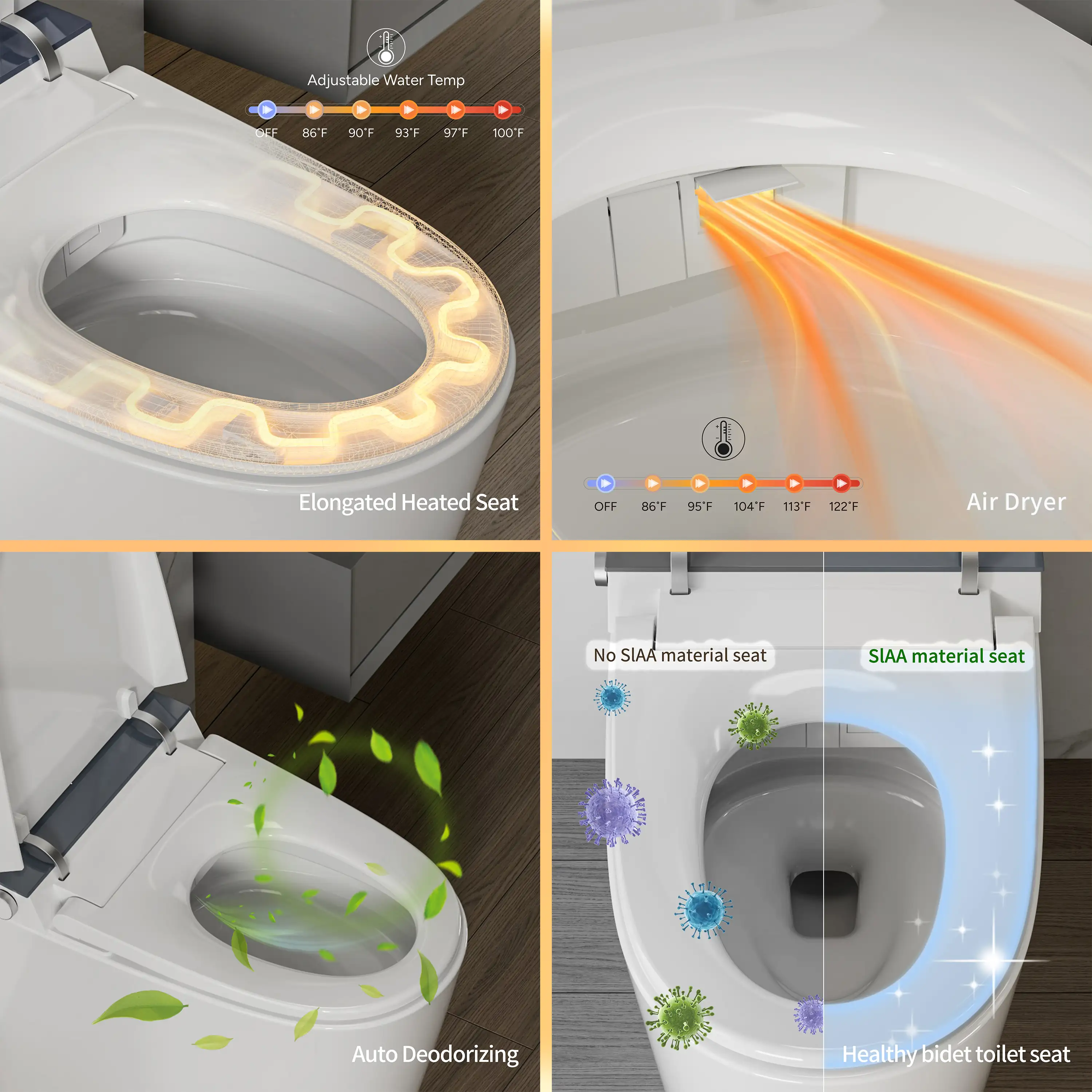 Casta Diva CD-U010 Smart Toilet with Auto Open/Close, ADA-Compliant, Heated Seat, Dual Flush, Concealed Tank - Image 8