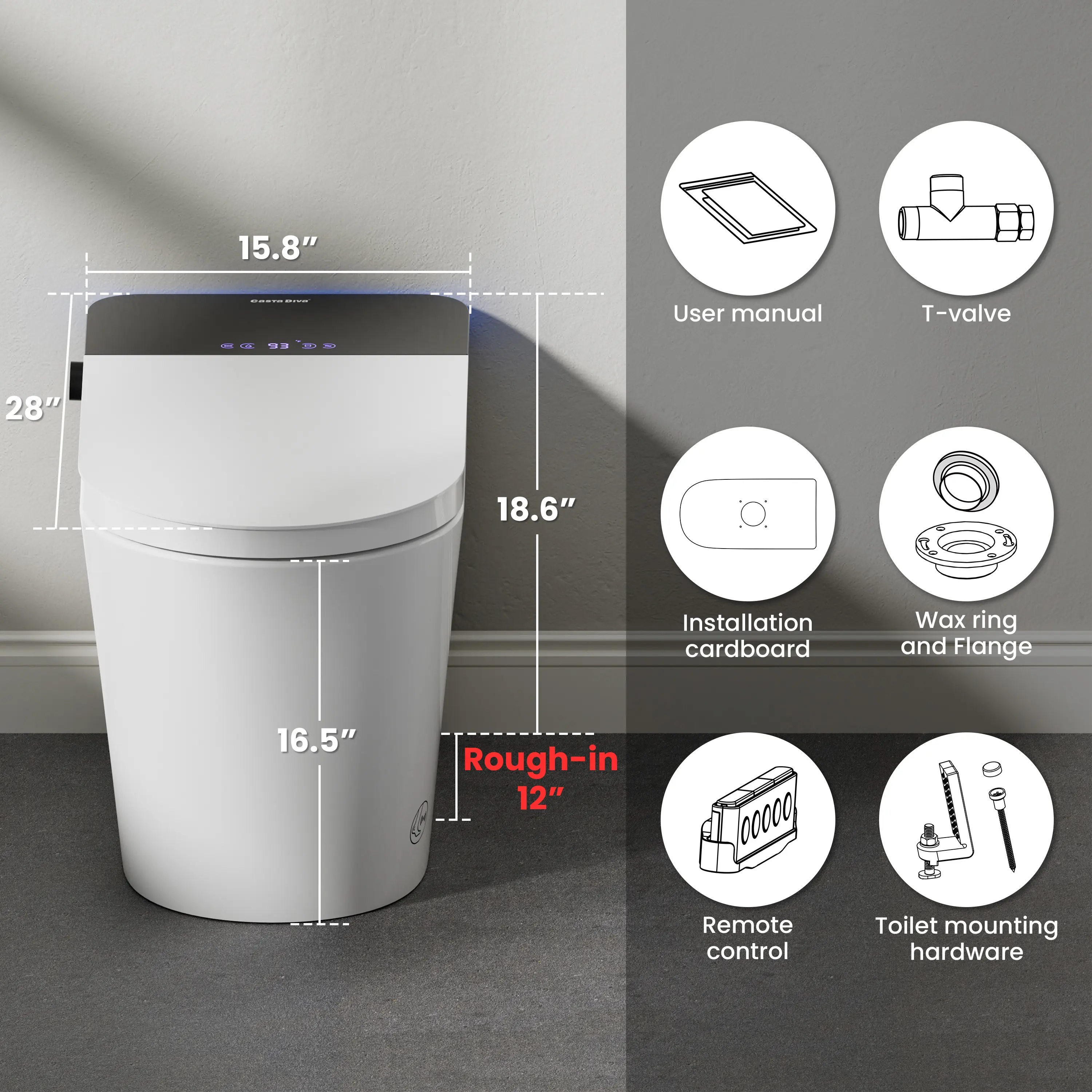 CASTA DIVA CD-U010PRO – ADA-Compliant Smart Toilet with Adaptive Heated Seat, Auto Open/Close, Foam Shield & UV-Sterilized Nozzle - Image 14