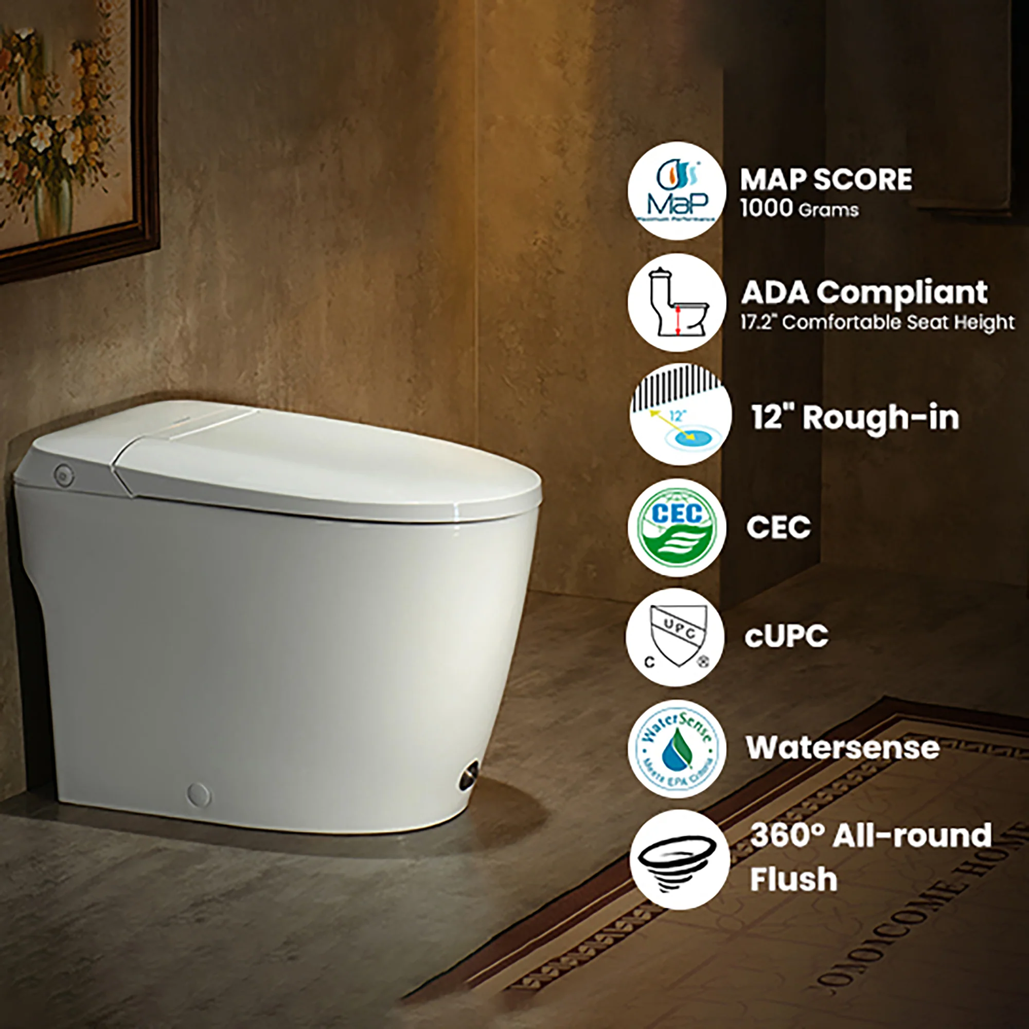 CASTA DIVA CD-W001 – One-Piece ADA Non-Electric Toilet with Air-Assisted Flush & Seamless Design - Image 11