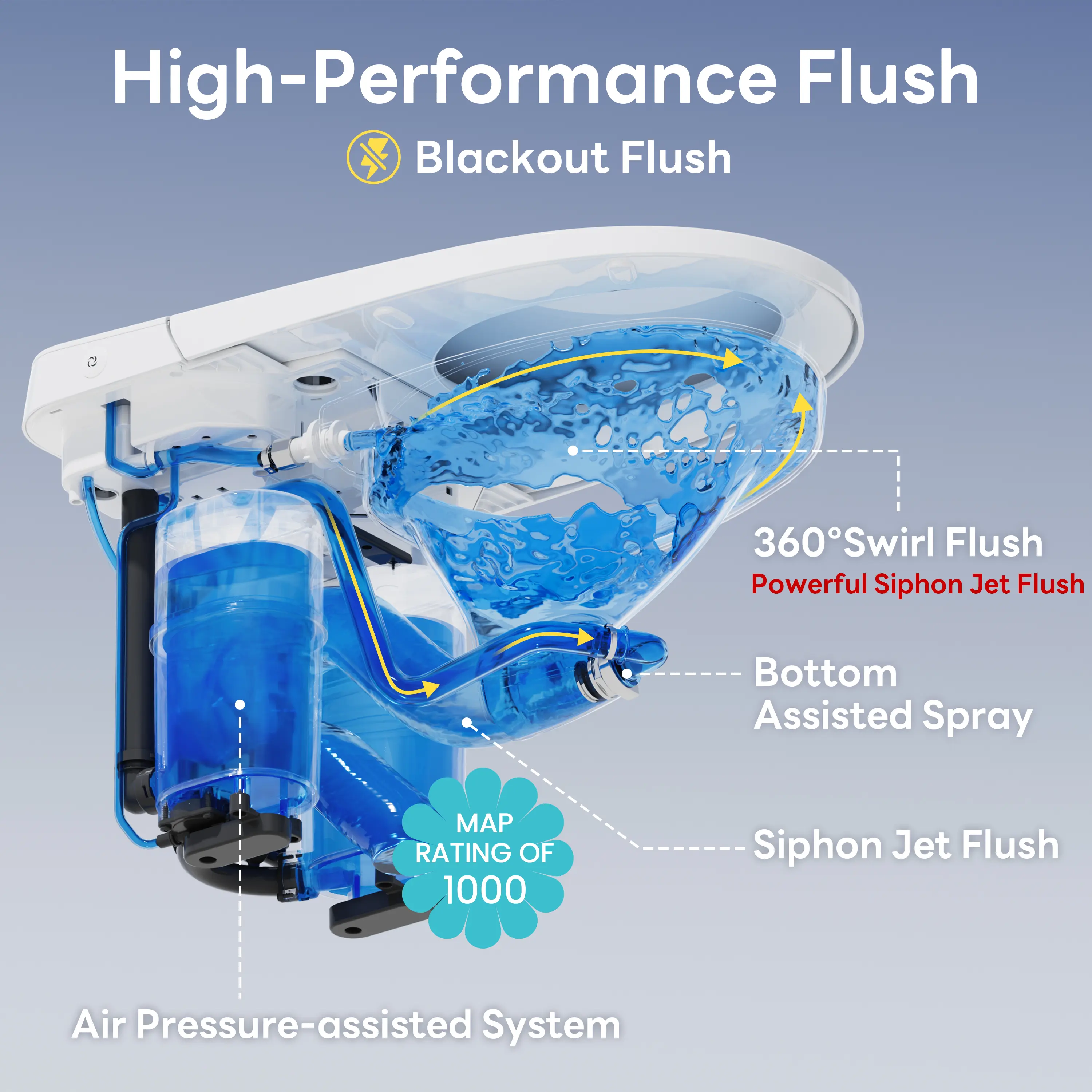 CASTA DIVA CD-W001 – One-Piece ADA Non-Electric Toilet with Air-Assisted Flush & Seamless Design - Image 3