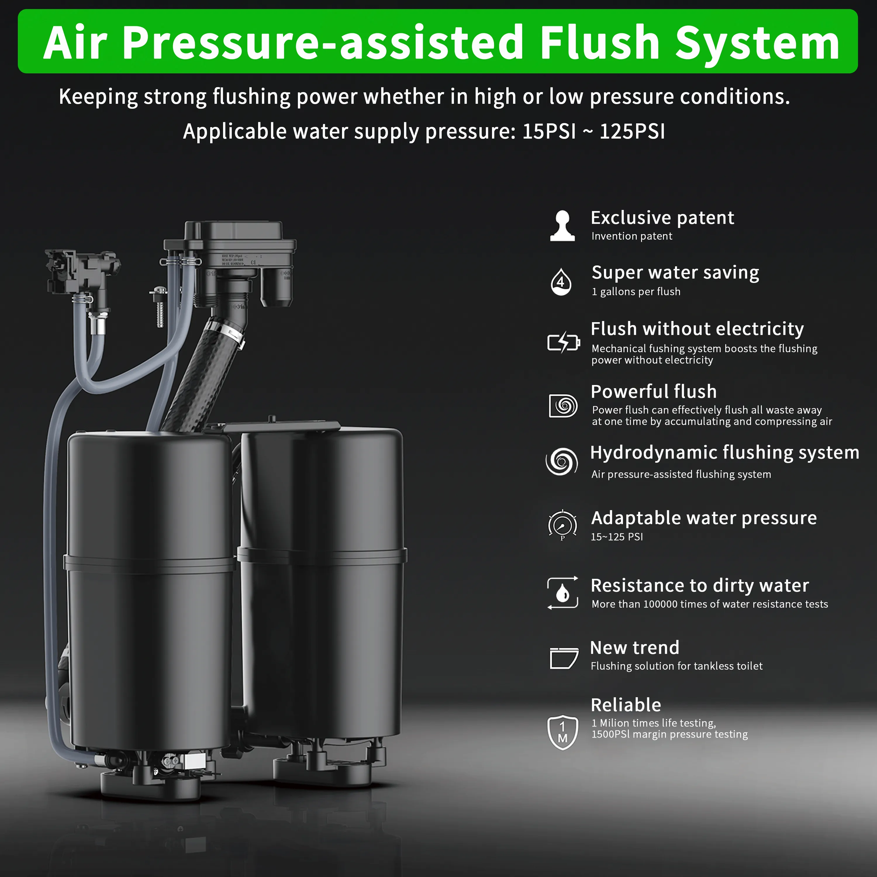 CASTA DIVA CD-W10V – Non-Electric Bidet Toilet with Air-Assisted Flush & Self-Cleaning Nozzles - Image 3
