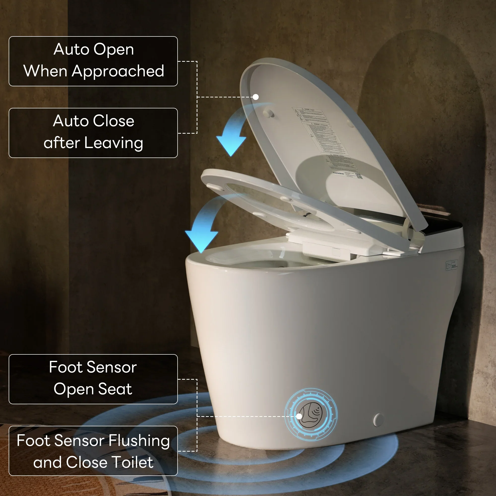 CASTA DIVA CD-W10V-PRO -  Smart Toilet with Air-Assisted Flush, Auto Open Lid, Foam Shield & UV Sterilization - Image 5