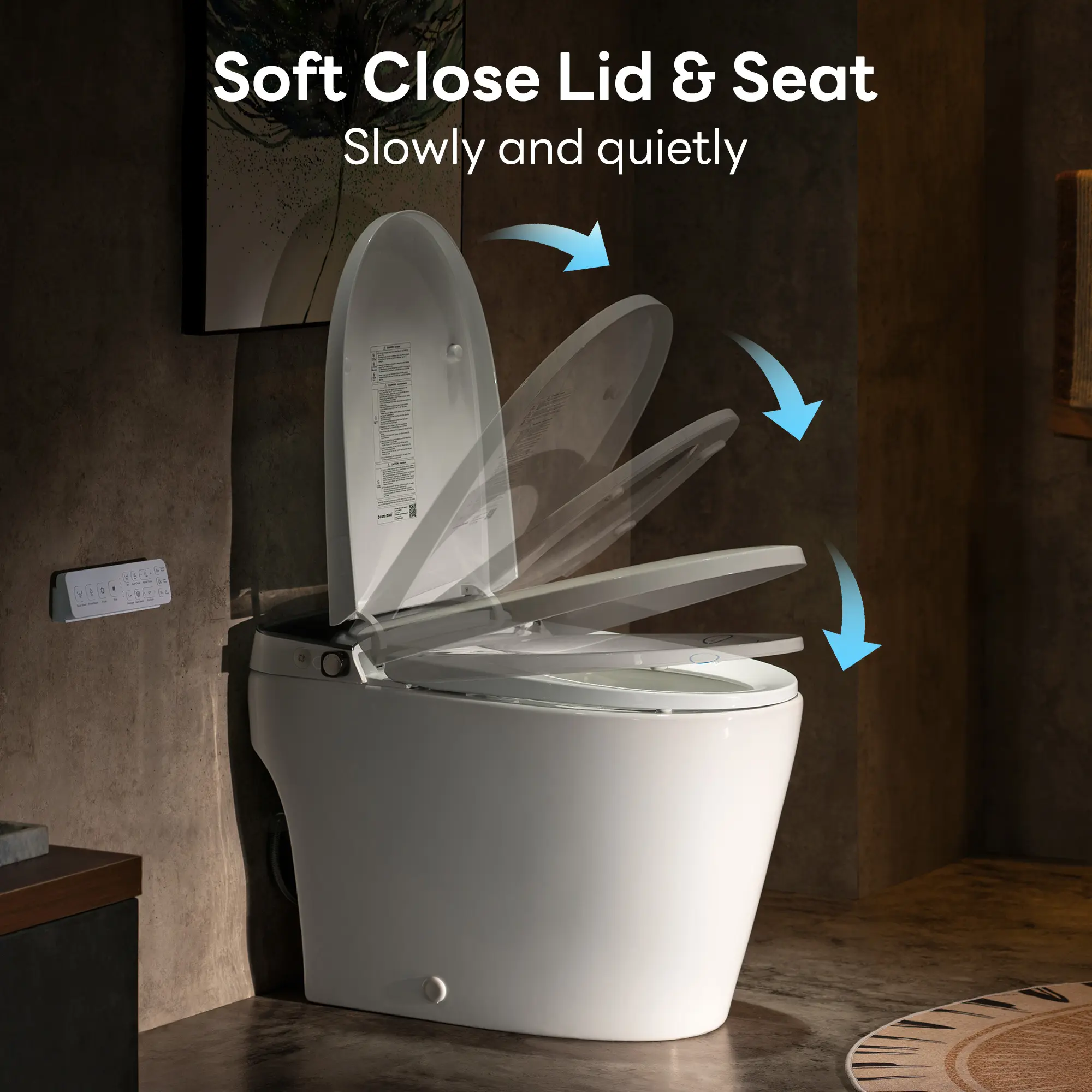 CASTA DIVA CD-W10V-SE -  Smart Toilet with Air-Assisted Flush, Soft-Close Lid, Foam Shield & UV Sterilization - Image 5