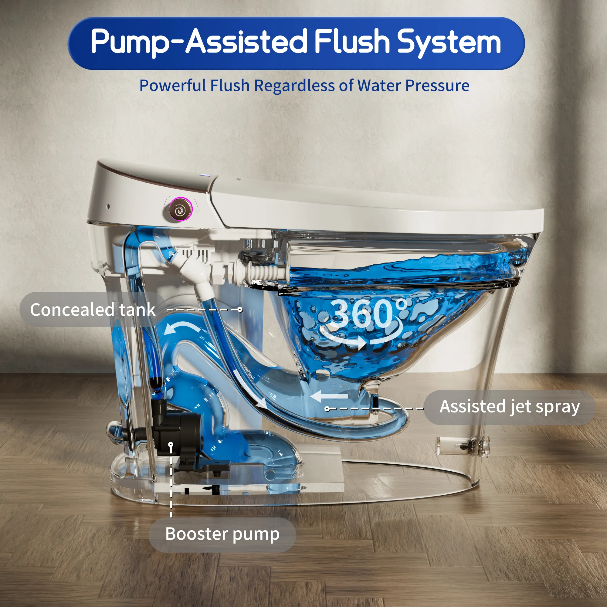 CASTA DIVA CD-Y010L – Smart Toilet with Heated Seat, Foam Shield & Built-In Tank - Image 3