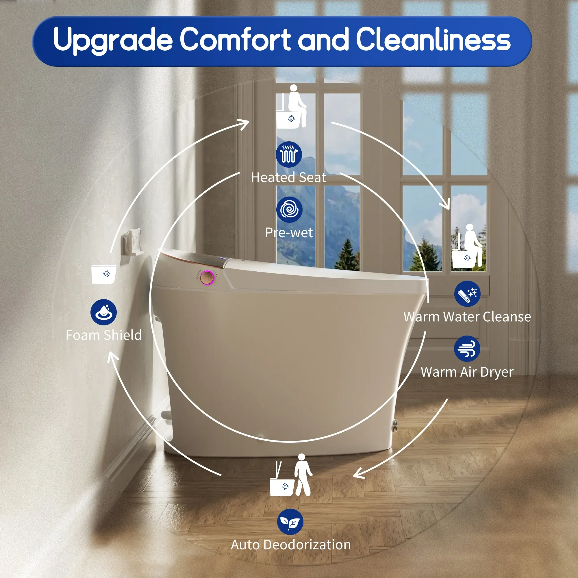 CASTA DIVA CD-Y010L – Smart Toilet with Heated Seat, Foam Shield & Built-In Tank - Image 4