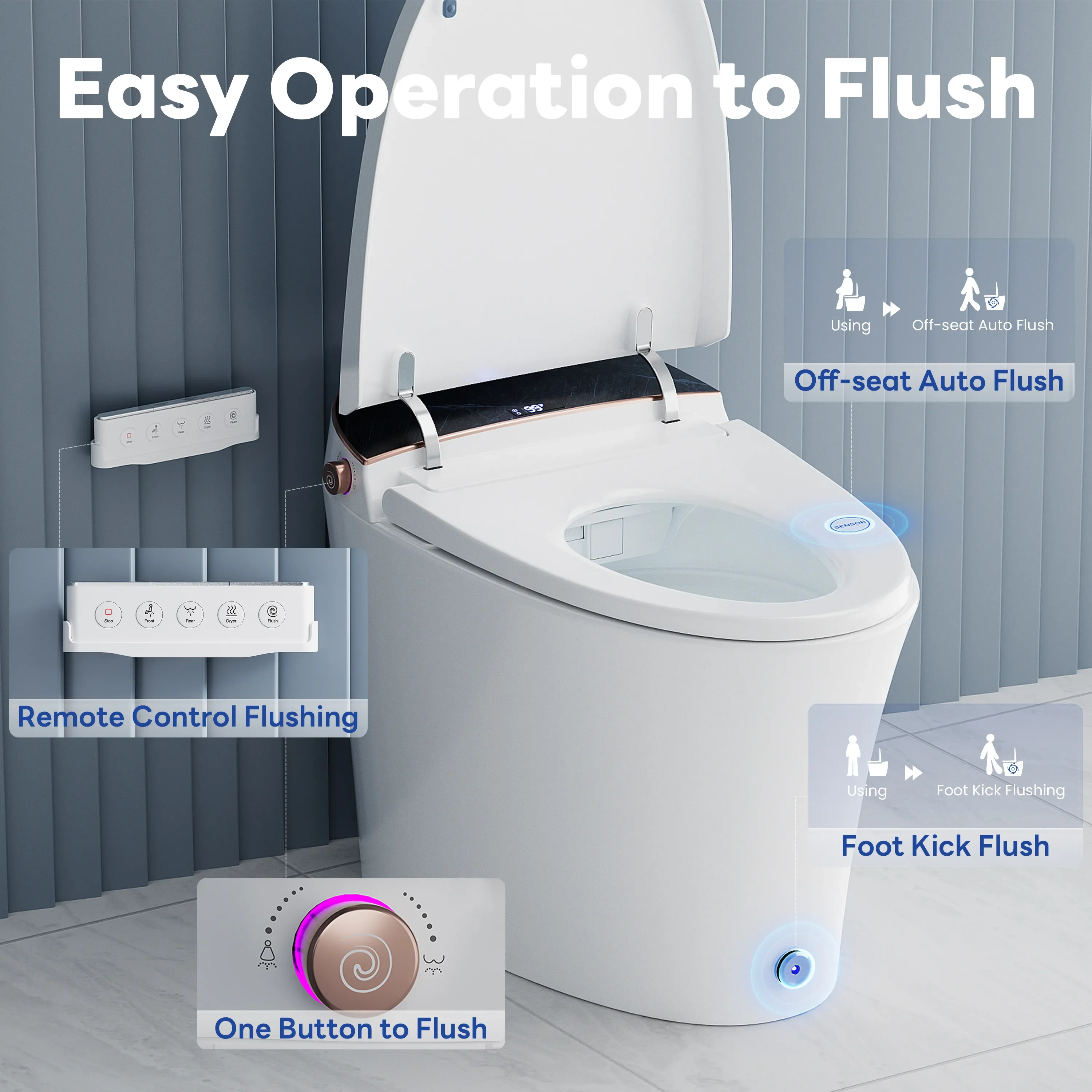 CASTA DIVA CD-Y010POV – Smart Toilet with Concealed Tank, Auto Open/Close & Foam Shield - Image 9