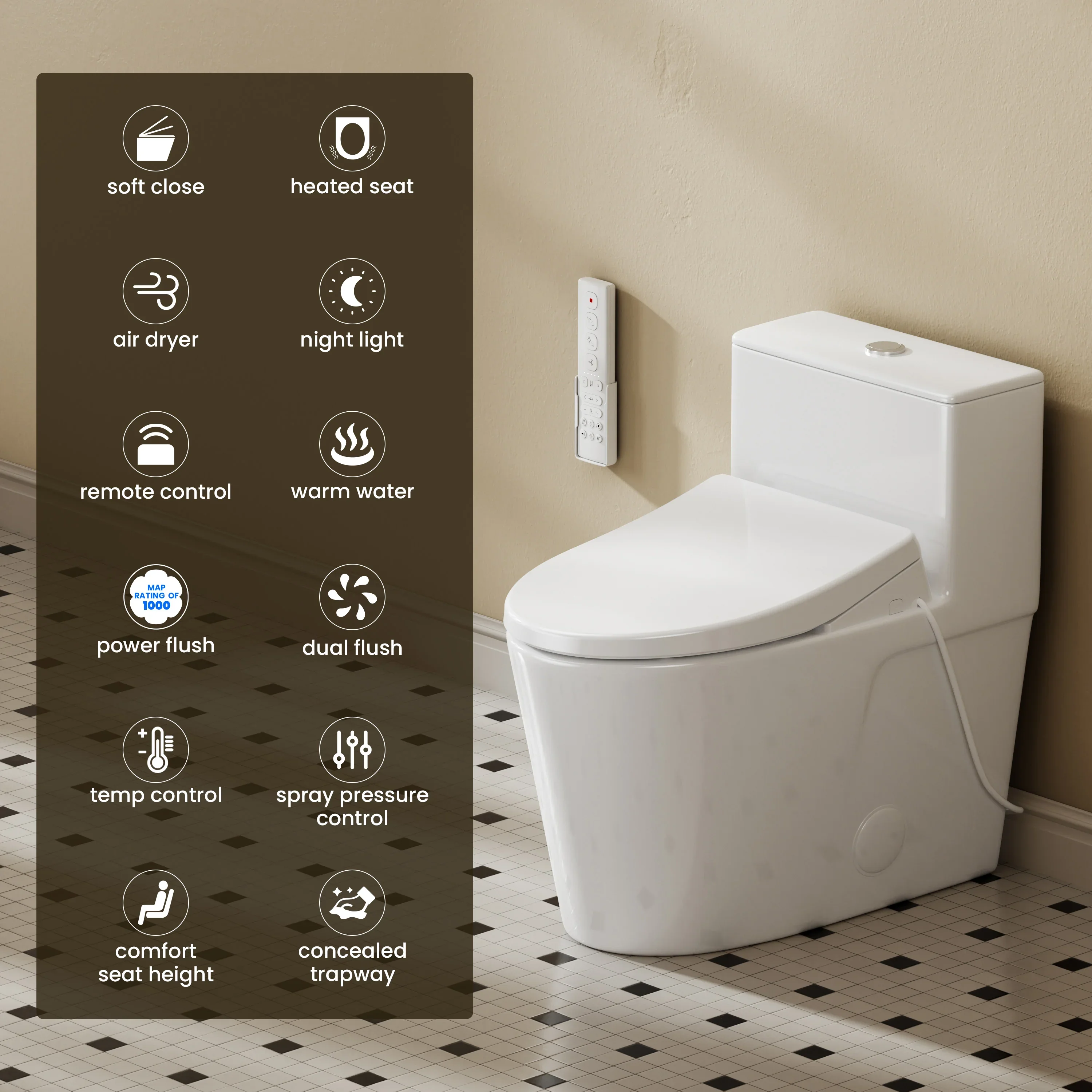 CASTA DIVA CD-Y020 – Electric Bidet Toilet with Heated Seat, Warm Water Wash & Warm Air Dryer - Image 9
