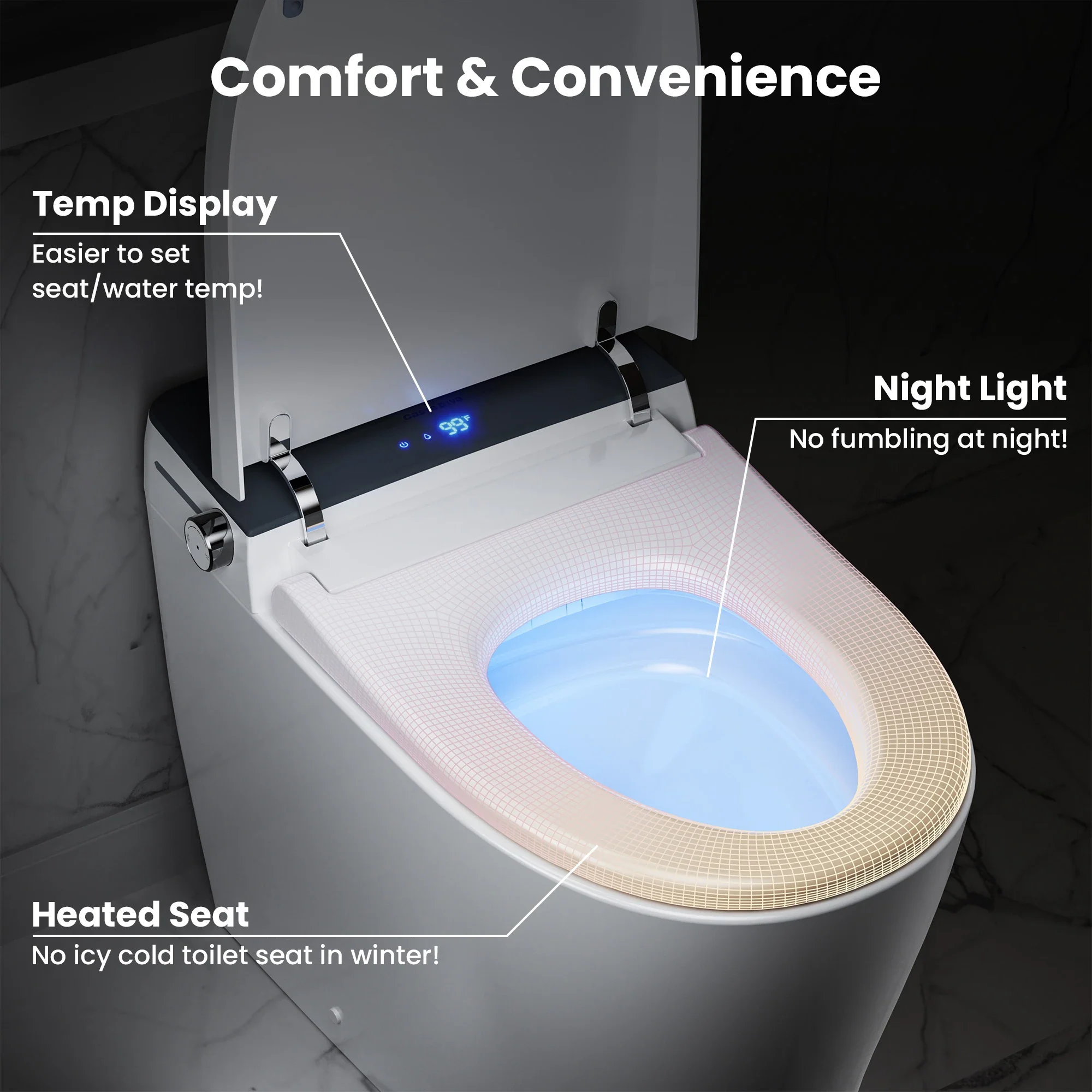 CASTA DIVA CD-Y090 – Smart Toilet with Auto Open/Close, Heated Seat & Digital Display - Image 11